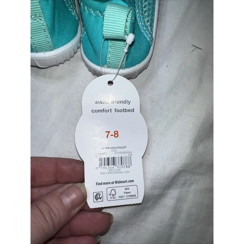 WONDER NATION Toddler Girls Kids Size 7-8 Water Shoes Mesh • Mint